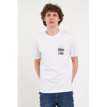 Tricou din bumbac cu decolteu la baza gatului