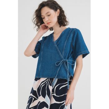 Bluza de denim cu model petrecut Fibbo