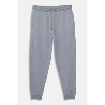 Pantaloni de trening din amestec de bumbac cu snur de ajustare in talie