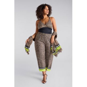 Pantaloni palazzo cu imprimeu leopard