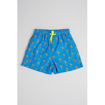 Pantaloni scurti cu model si snur in talie