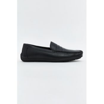 Pantofi loafer din piele ecologica cu model uni