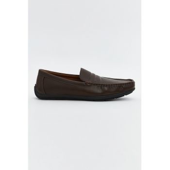 Pantofi loafer din piele ecologica cu model uni