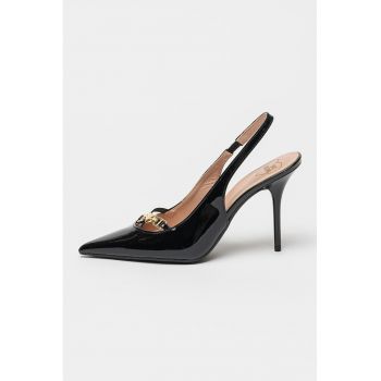 Pantofi slingback din piele lacuita cu toc stiletto