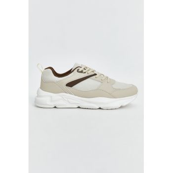 Pantofi sport de piele ecologica si material textil