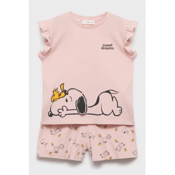 Pijama din bumbac cu imprimeu cu Snoopy