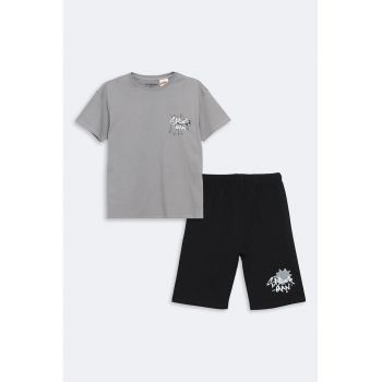 Pijama din bumbac cu imprimeu cu Spider-Man