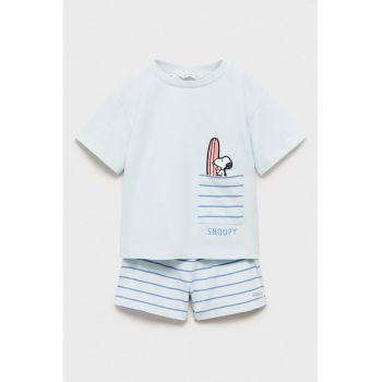 Pijama din bumbac cu maneci scurte