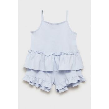 Salopeta scurta de pijama cu volane