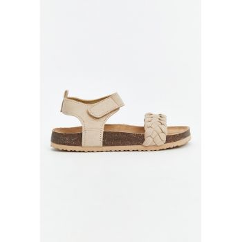 Sandale cu velcro si garnituri rasucite