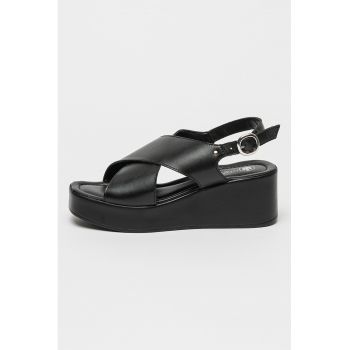 Sandale wedge de piele