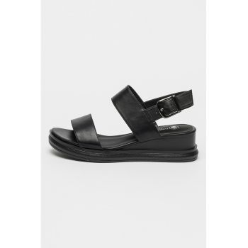 Sandale wedge de piele ecologica