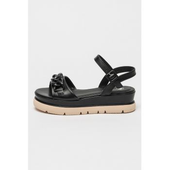 Sandale wedge de piele ecologica