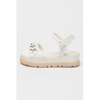 Sandale wedge de piele ecologica