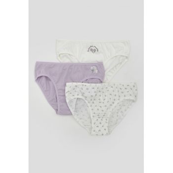 Set de chiloti de bumbac cu imprimeu floral - 3 piese