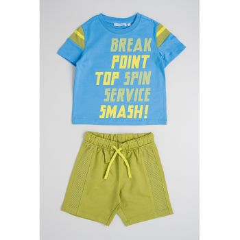 Set de pantaloni scurti si tricou cu imprimeu - 2 piese