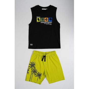 Set de top din bumbac si pantaloni scurti