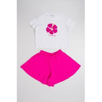 Set de tricou si pantaloni scurti din amestec de bumbac