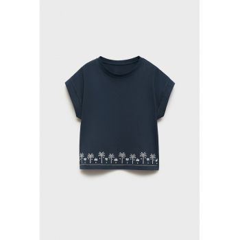 Tricou cu decolteu la baza gatului si broderie