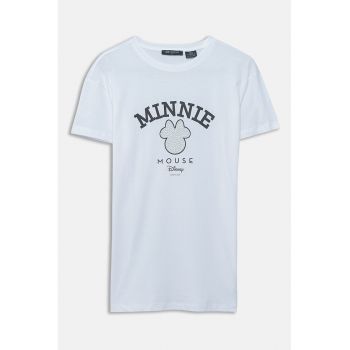Tricou cu decolteu la baza gatului si imprimeu cu desene