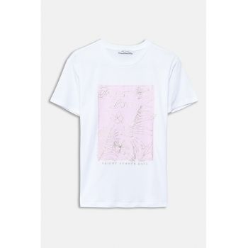 Tricou cu decolteu la baza gatului si imprimeu grafic