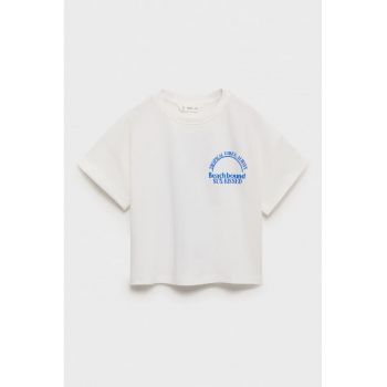 Tricou cu decolteu la baza gatului si imprimeu pe partea din spate