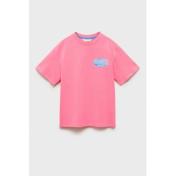 Tricou cu decolteu la baza gatului si imprimeu pe partea din spate