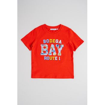 Tricou cu decolteu la baza gatului si imprimeu text