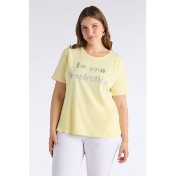 Tricou cu decolteu la baza gatului si paiete
