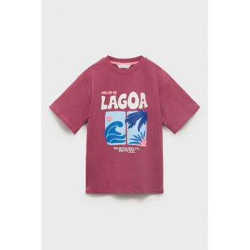 Tricou cu imprimeu si decolteu la baza gatului