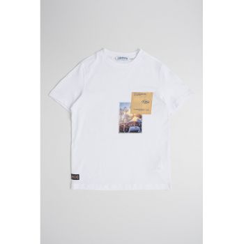Tricou de bumbac cu aplicatii grafice