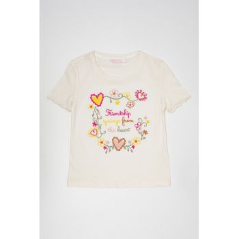 Tricou de bumbac cu broderii