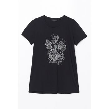 Tricou de bumbac cu imprimeu floral