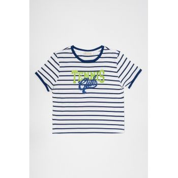 Tricou din amestec de bumbac cu model in dungi