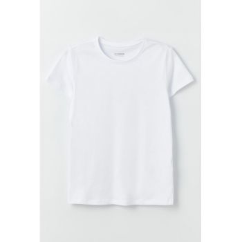 Tricou din bumbac cu decolteu la baza gatului