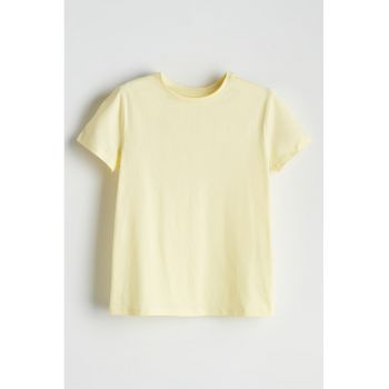 Tricou din bumbac cu decolteu la baza gatului