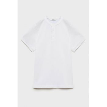 Tricou din bumbac cu fenta cu nasturi