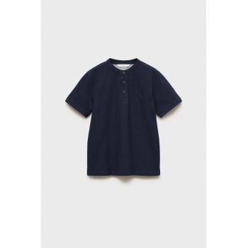 Tricou din bumbac cu fenta cu nasturi