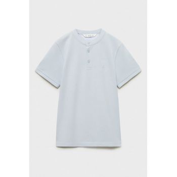 Tricou din bumbac cu fenta cu nasturi