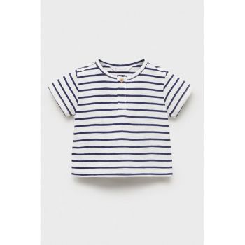 Tricou din bumbac cu fenta scurta cu nasturi