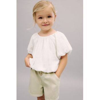 Tricou din bumbac cu maneci bufante