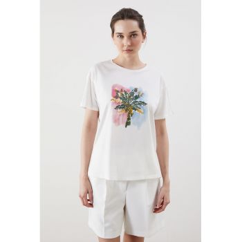 Tricou lejer de bumbac cu imprimeu