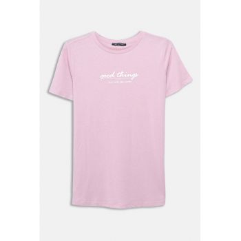 Tricou regular fit din bumbac cu model text
