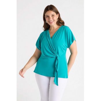 Bluza cu maneci scurte si decolteu cache-coeur