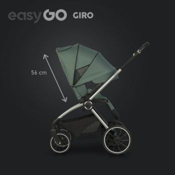Carucior pentru copii 2 in 1 Easy Go Giro, pana la 22 kg, cu landou 80 cm, Maner telescopic, copertina XXL, pliere tip pendul, cadru ultra-usor din aluminiu, accesorii incluse, Sage Green