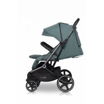 Carucior pentru copii gemeni, EasyGo Echo 2 in 1, omologat EN1888, Pliabil, cu Landouri textile, copertine independente reglabile si detasabile, suspensii, spatar reglabil, cu 2 huse de picioruse incluse, Sage Green
