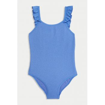 Costum de baie intreg cu bretele cu volane