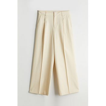 Pantaloni din amestec de bumbac cu croiala dreapta