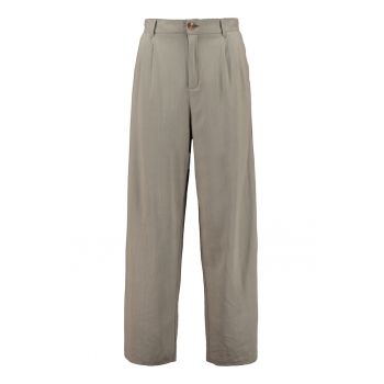 Pantaloni din amestec de in cu croiala dreapta