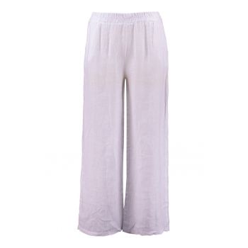 Pantaloni din in cu talie elastica
